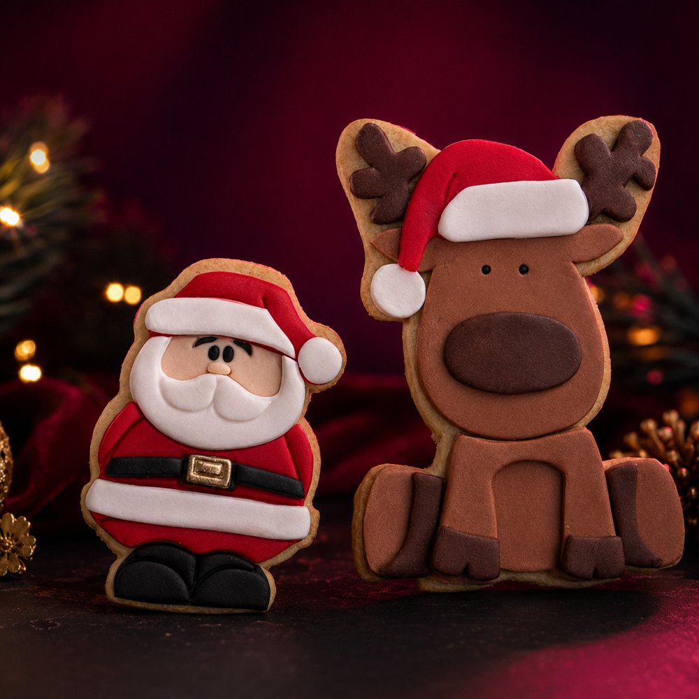 Cookies navideñas de Santa y reno decoradas
